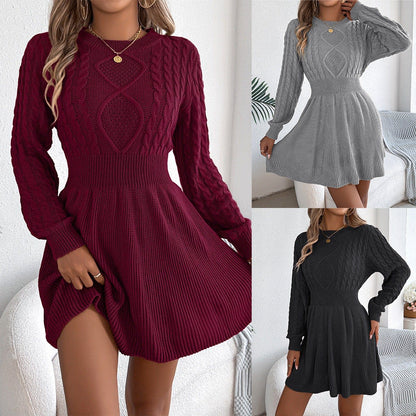 Kathleen Cable Knit A-Line Sweater Dress_7