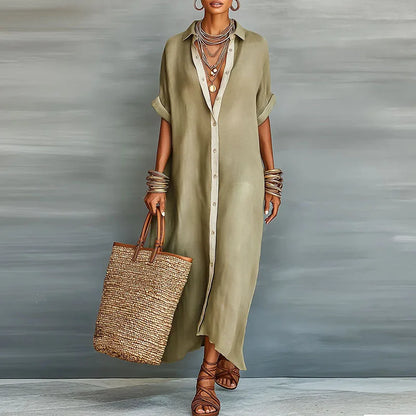 Dames Maxi Blousejurk met Knoopsluiting