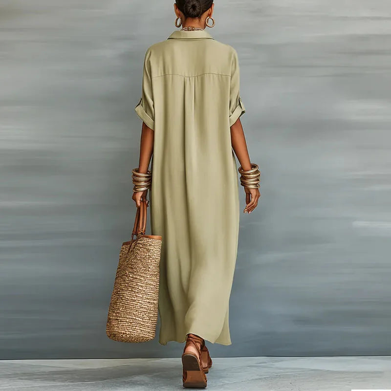 Dames Maxi Blousejurk met Knoopsluiting