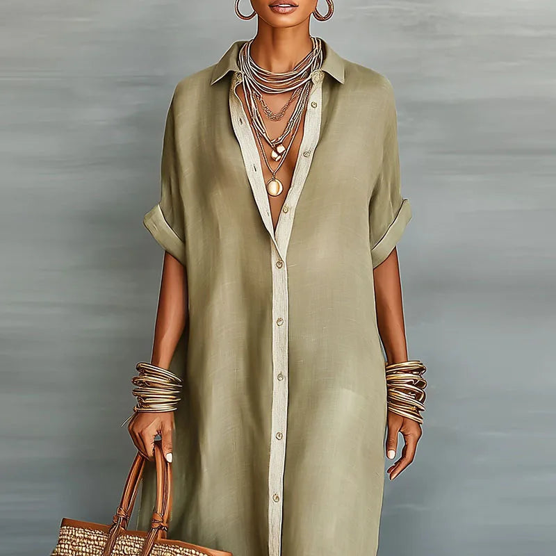 Dames Maxi Blousejurk met Knoopsluiting