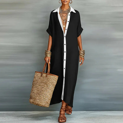 Dames Maxi Blousejurk met Knoopsluiting