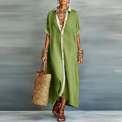 Dames Maxi Blousejurk met Knoopsluiting