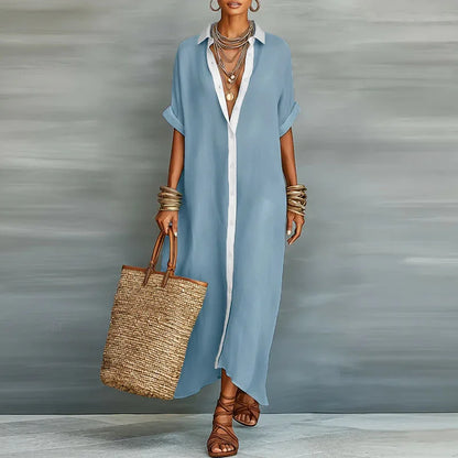 Dames Maxi Blousejurk met Knoopsluiting