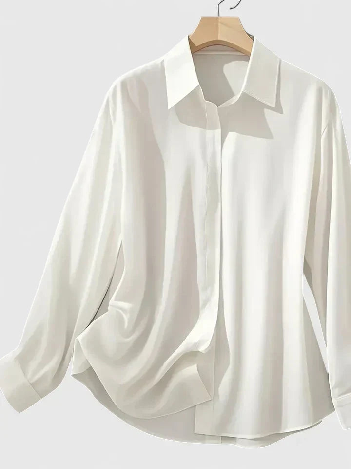 Dames Blouse met Verborgen Knopensluiting voor Kantoor