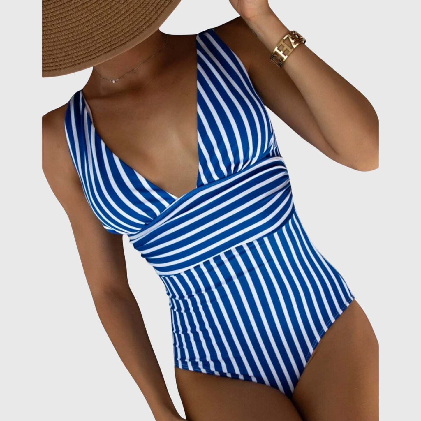 Dames Getailleerd Badpak – V-hals, Geschikt voor Zomer en Strandgebruik