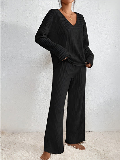 Gianna - Gebreide Set met V-Hals Trui en Broek