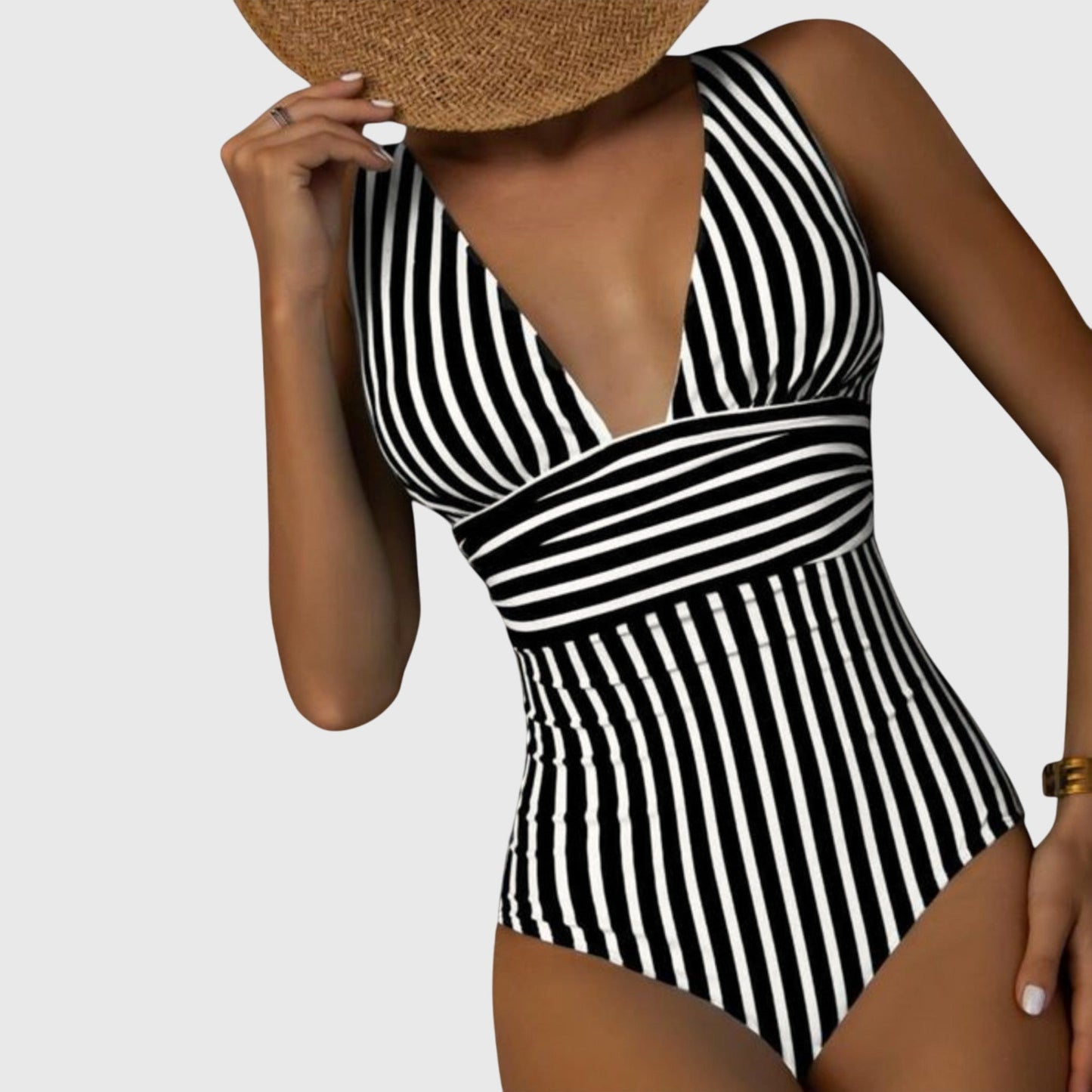 Dames Getailleerd Badpak – V-hals, Geschikt voor Zomer en Strandgebruik