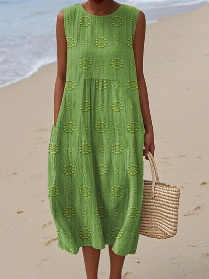 Dames Midi Jurk met Printpatroon, Mouwloos