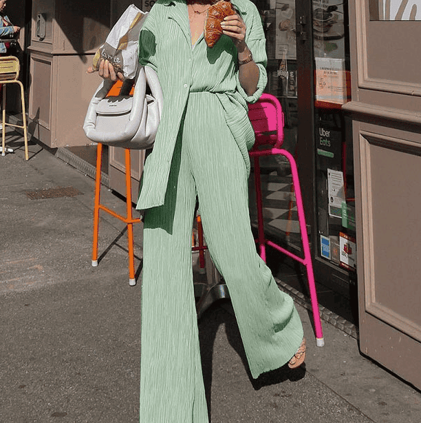 Lotte - Trendy Tweedelig Pak met Gedrapeerde Broek