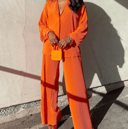 Lotte - Trendy Tweedelig Pak met Gedrapeerde Broek