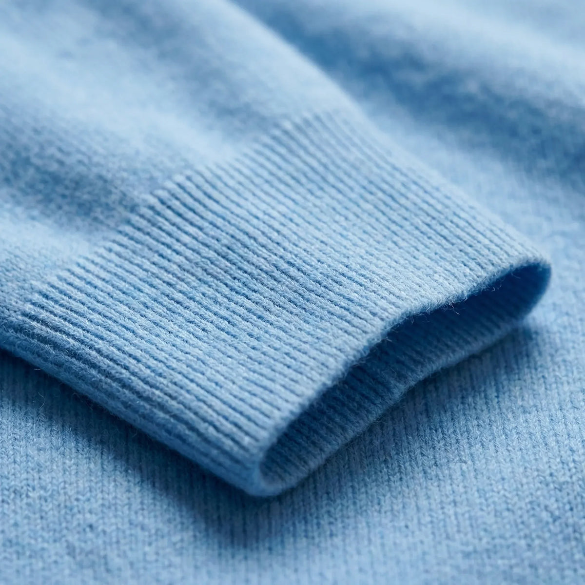 Fall sweater — Light blue cashmere sleeve detail, showcasing ribbed texture — view 3 — view 3
