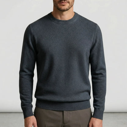 Fall sweater — Dark gray lightweight cashmere crewneck front view, ideal — 9 — view 9