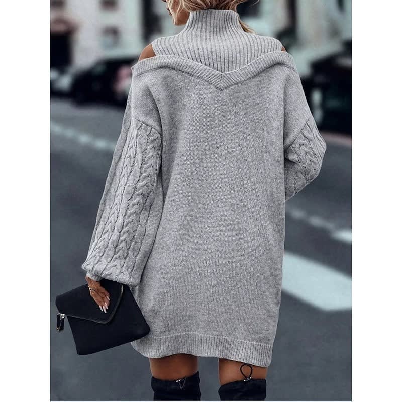 Karen Cold Shoulder Turtleneck Sweater Dress_10