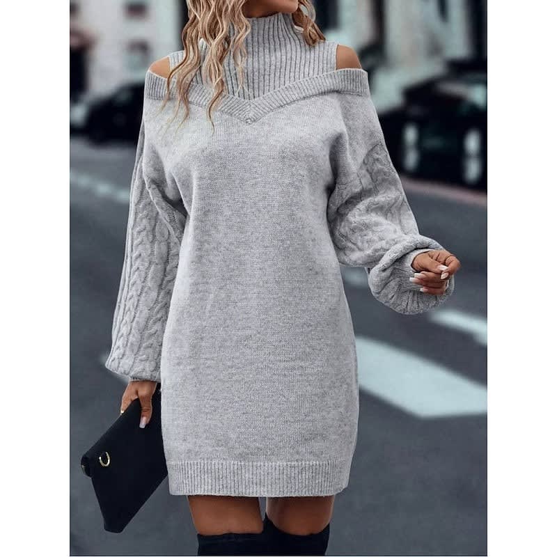 Karen Cold Shoulder Turtleneck Sweater Dress_11
