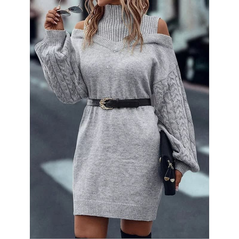 Karen Cold Shoulder Turtleneck Sweater Dress_12