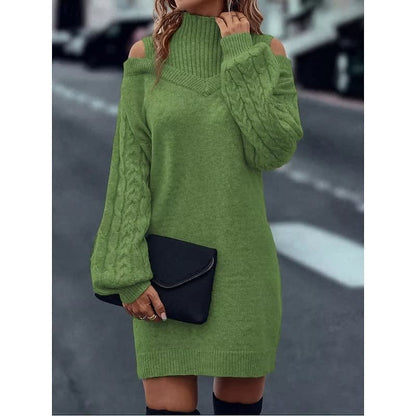 Karen Cold Shoulder Turtleneck Sweater Dress_13