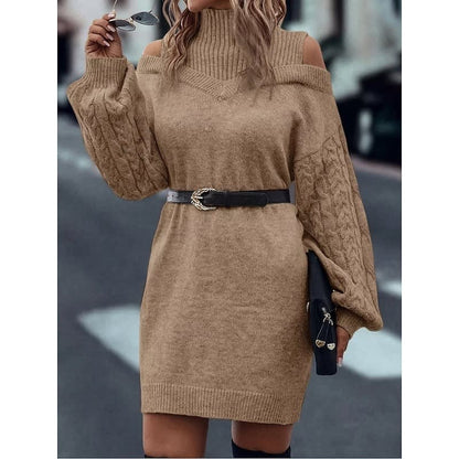 Karen Cold Shoulder Turtleneck Sweater Dress_4