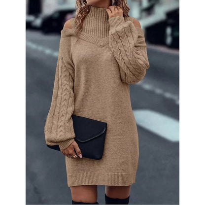 Karen Cold Shoulder Turtleneck Sweater Dress_6