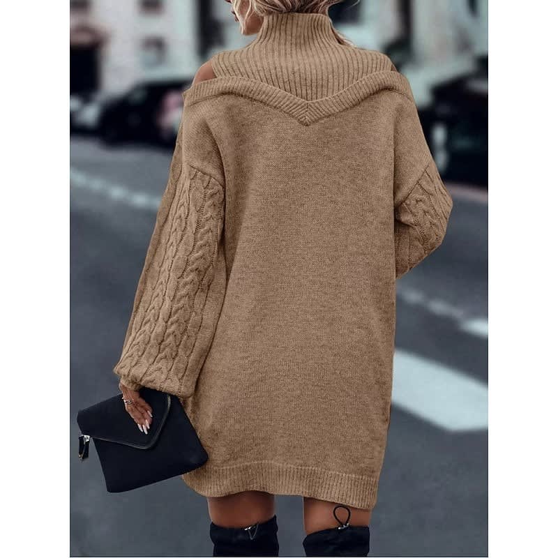 Karen Cold Shoulder Turtleneck Sweater Dress_7