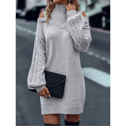 Karen Cold Shoulder Turtleneck Sweater Dress_8