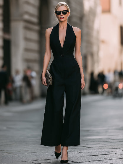 Dames Oversized Jumpsuit – Met Halter, Geschikt voor Casual en Zomergebruik