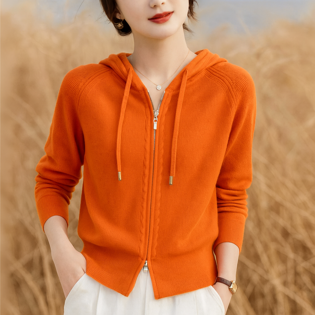 Dames Hoodie Loft Knit met Gevoerde Capuchon