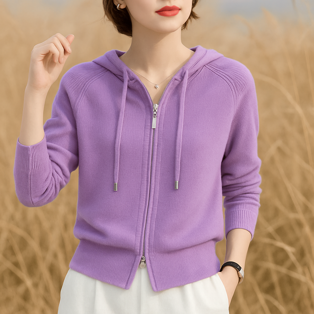 Dames Hoodie Loft Knit met Gevoerde Capuchon