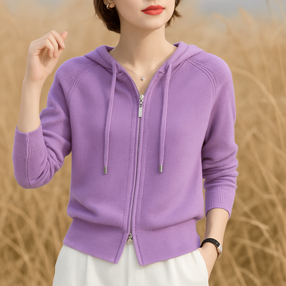 Dames Hoodie Loft Knit met Gevoerde Capuchon