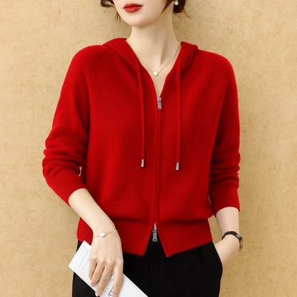 Dames Hoodie Loft Knit met Gevoerde Capuchon
