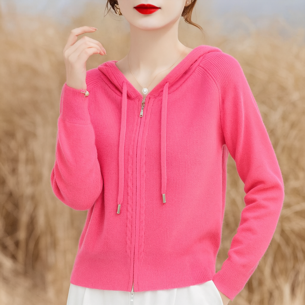 Dames Hoodie Loft Knit met Gevoerde Capuchon