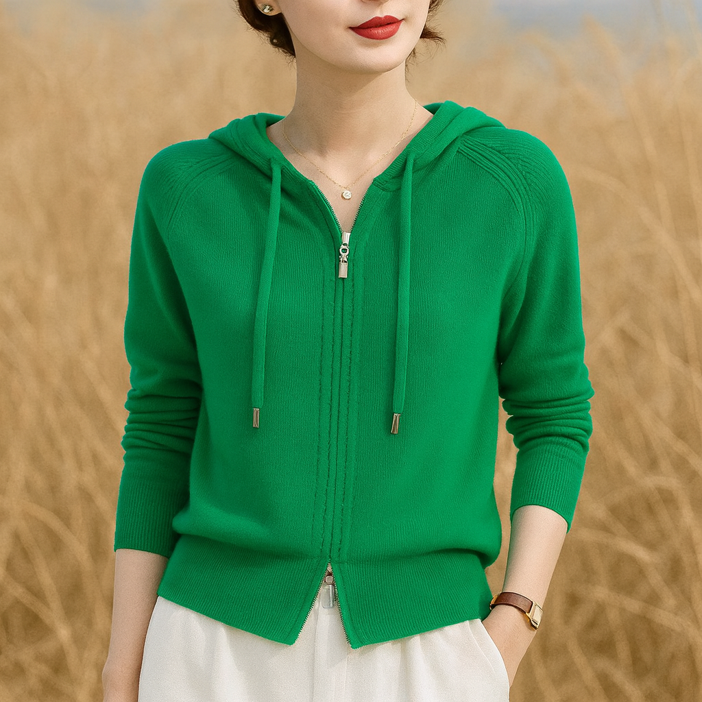 Dames Hoodie Loft Knit met Gevoerde Capuchon