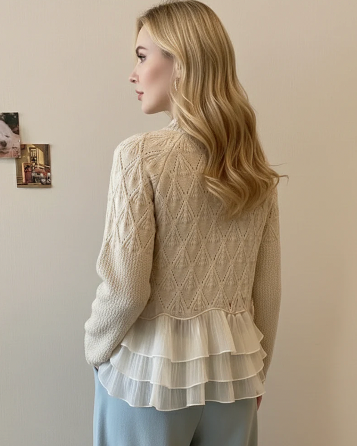 Dames Oversized Cardigan – Met Ruffles, Geschikt voor Lente