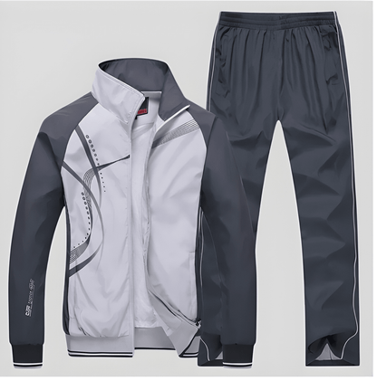 Heren Joggingpak Tweedelig Set – Jas met Rits en Broek in Polyester