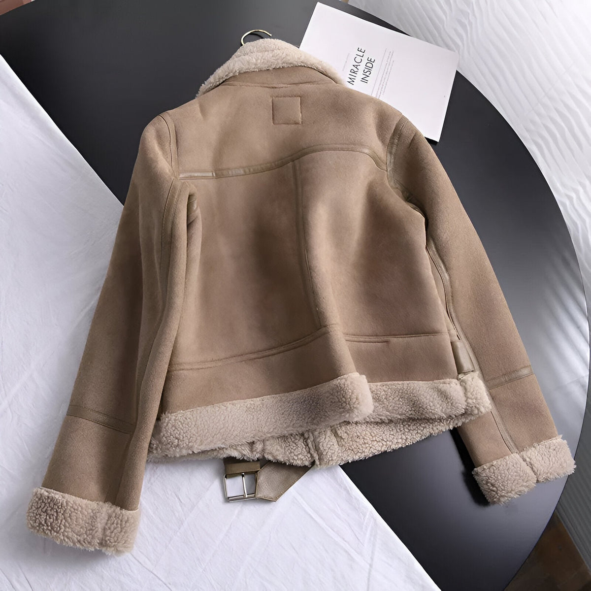 Dames Bikerjack Oversize – Gevoerd met Imitatiebont