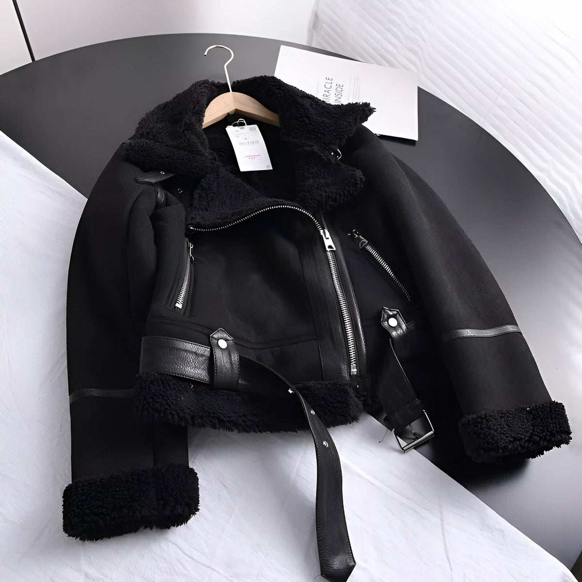 Dames Bikerjack Oversize – Gevoerd met Imitatiebont