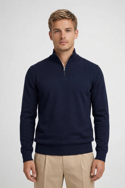 Heren Trui Slimfit met Halve Rits