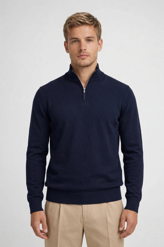 Heren Trui Slimfit met Halve Rits