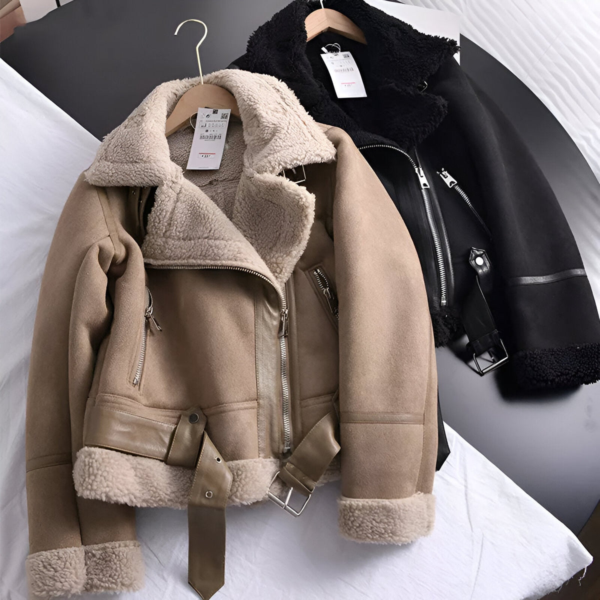 Dames Bikerjack Oversize – Gevoerd met Imitatiebont