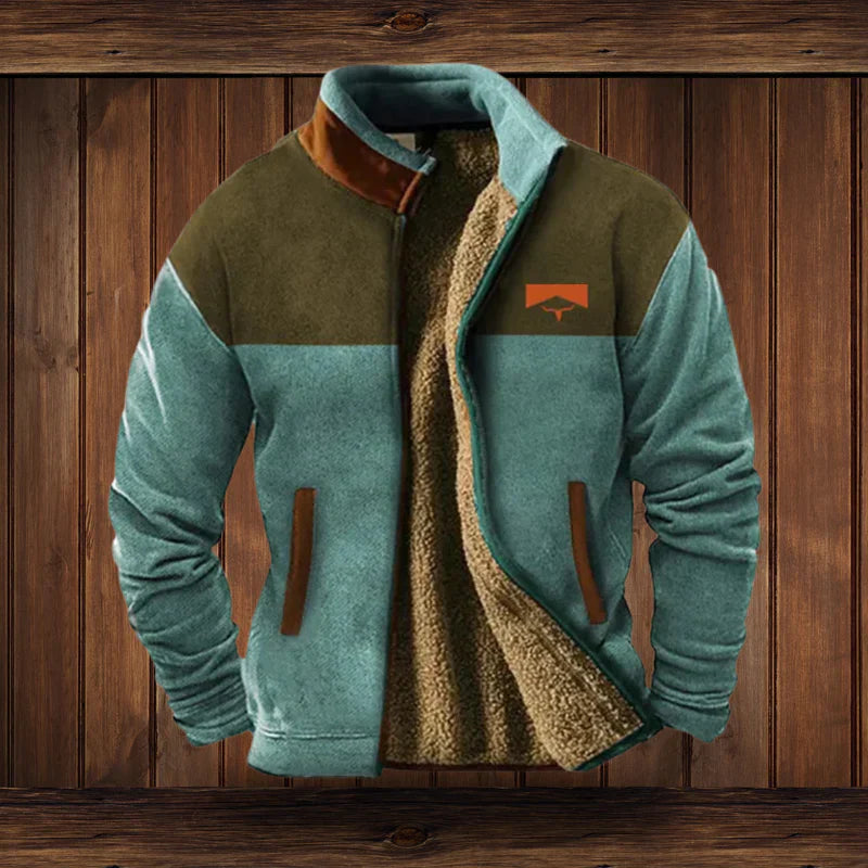 Heren Winterjas Vintage Design – Warme Gevoerde Jas met Hoge Kraag