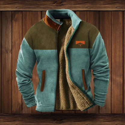 Heren Winterjas Vintage Design – Warme Gevoerde Jas met Hoge Kraag