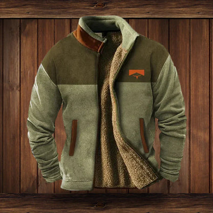 Heren Winterjas Vintage Design – Warme Gevoerde Jas met Hoge Kraag