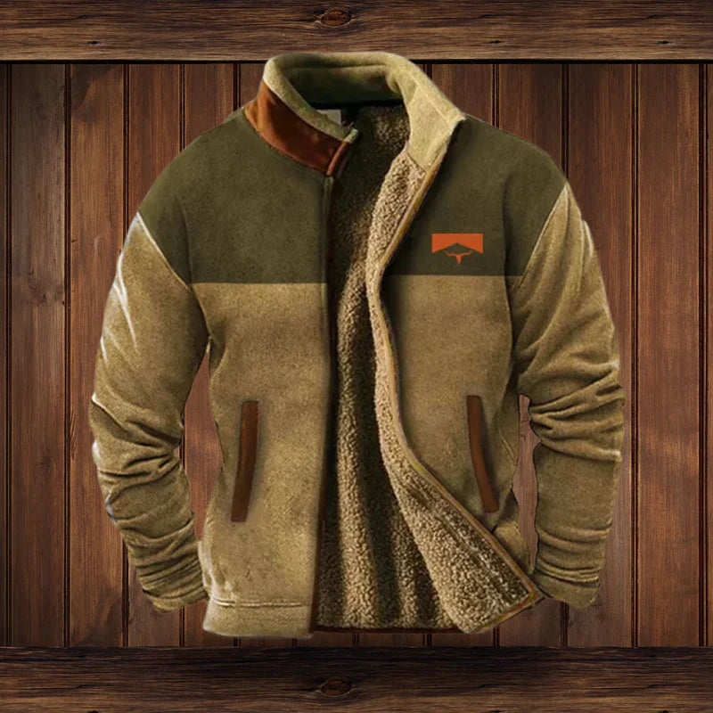 Heren Winterjas Vintage Design – Warme Gevoerde Jas met Hoge Kraag