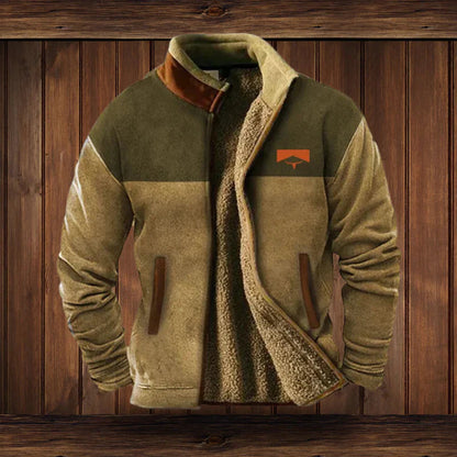 Heren Winterjas Vintage Design – Warme Gevoerde Jas met Hoge Kraag