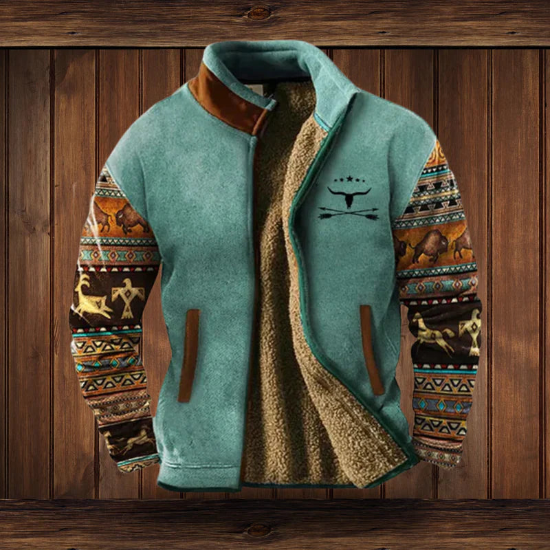 Heren Winterjas Vintage Design – Warme Gevoerde Jas met Hoge Kraag