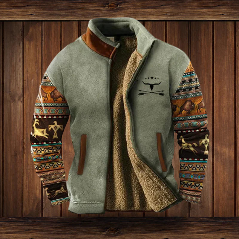 Heren Winterjas Vintage Design – Warme Gevoerde Jas met Hoge Kraag