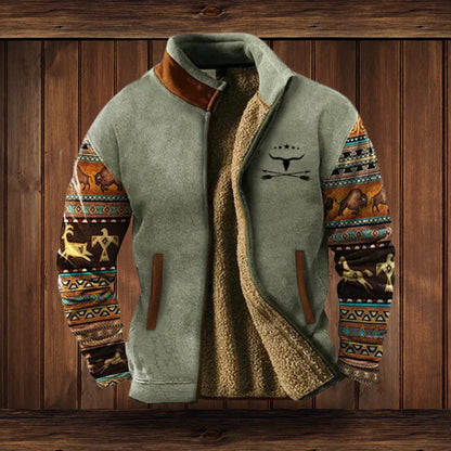 Heren Winterjas Vintage Design – Warme Gevoerde Jas met Hoge Kraag