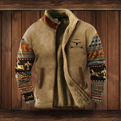 Heren Winterjas Vintage Design – Warme Gevoerde Jas met Hoge Kraag
