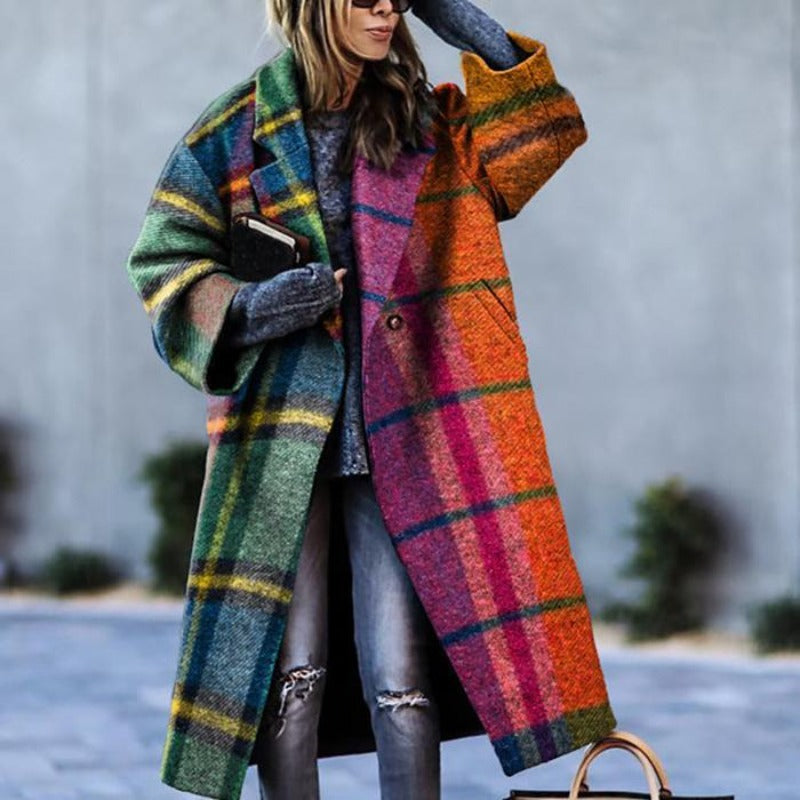 Dames Gebreide Mantel met Structuur – Warme Winterjas