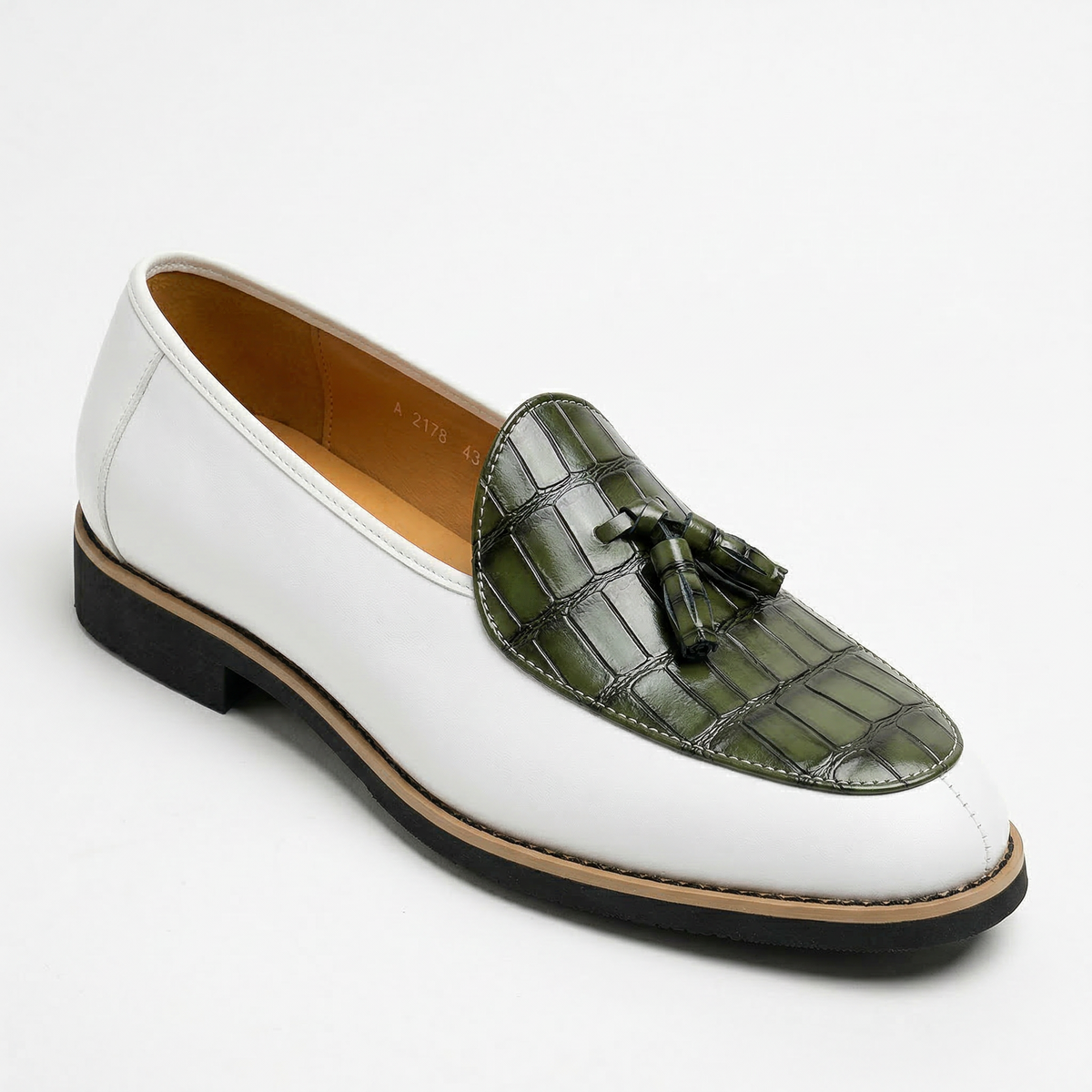 Heren Loafers met Kwastjes - Leren Instappers Croc-Print
