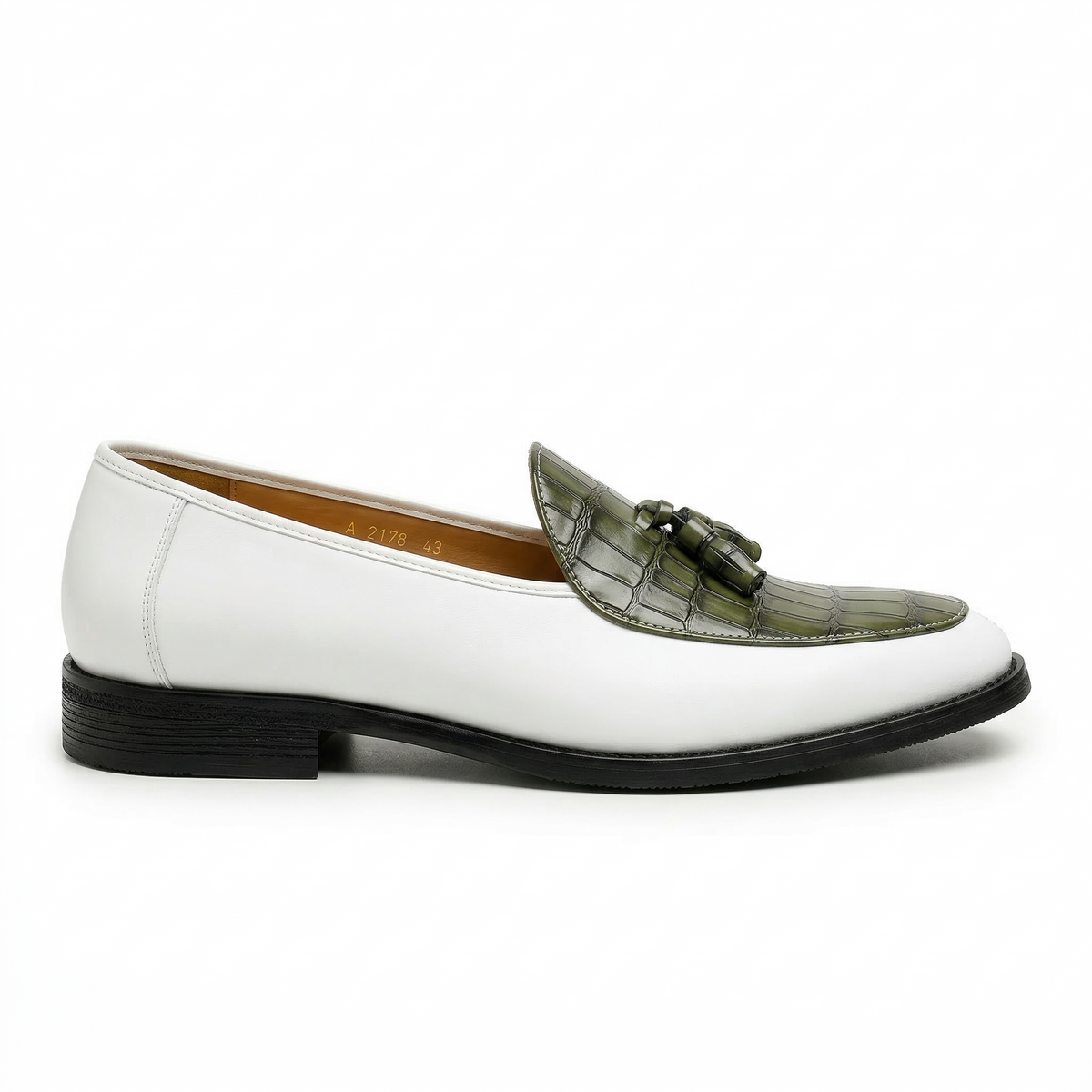 Heren Loafers met Kwastjes - Leren Instappers Croc-Print